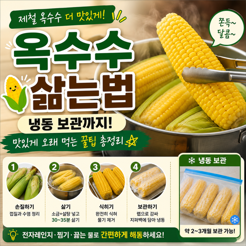 옥수수 삶는법부터 냉동 보관까지! 맛있게 오래 먹는 방법