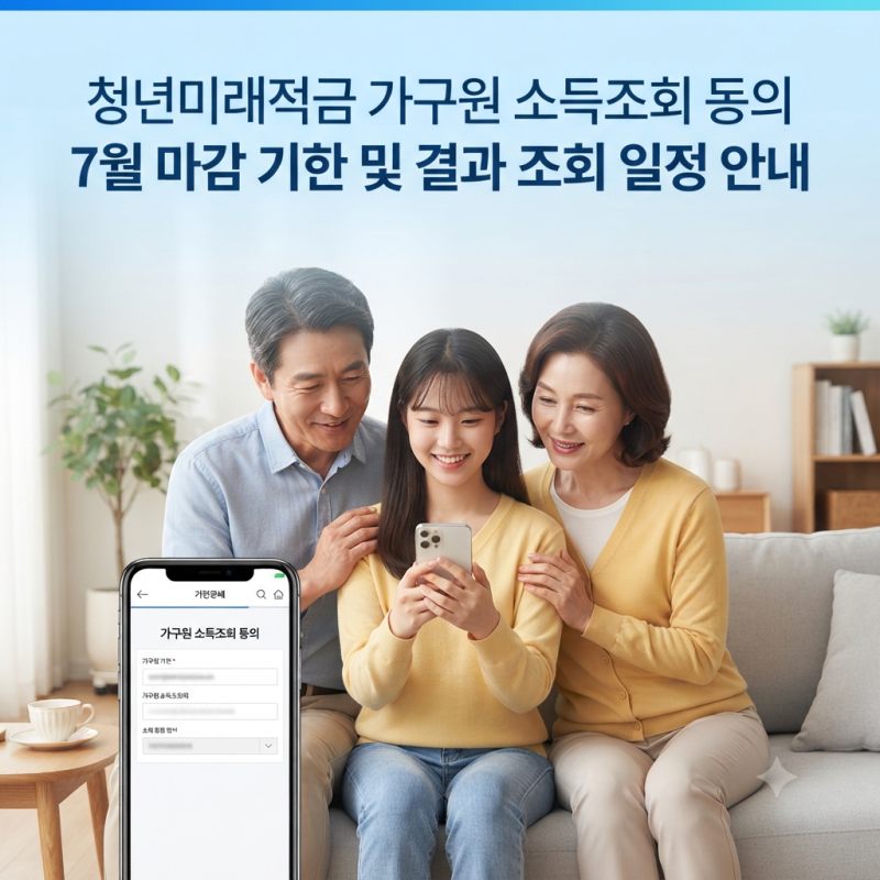 청년미래적금 가구원 소득조회 동의 기간 및 서민금융진흥원 결과 조회 안내 (7월)