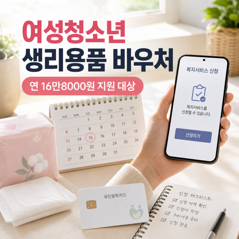 여성청소년 생리용품 바우처 신청: 연 16만8000원 지원 대상