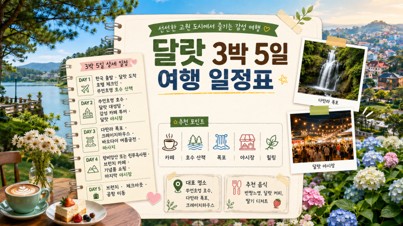 달랏 3박 5일 자유여행 코스｜카페, 야시장, 폭포까지 완벽 일정