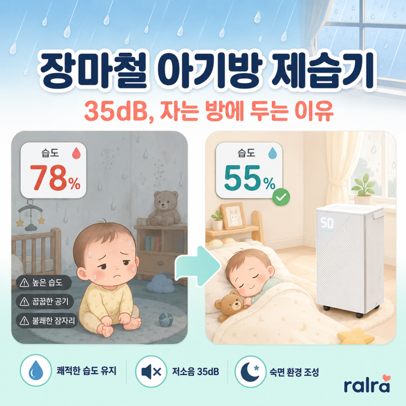 아기 자는 방에도 두는 35dB 제습기, 장마철 이거 하나면 됩니다