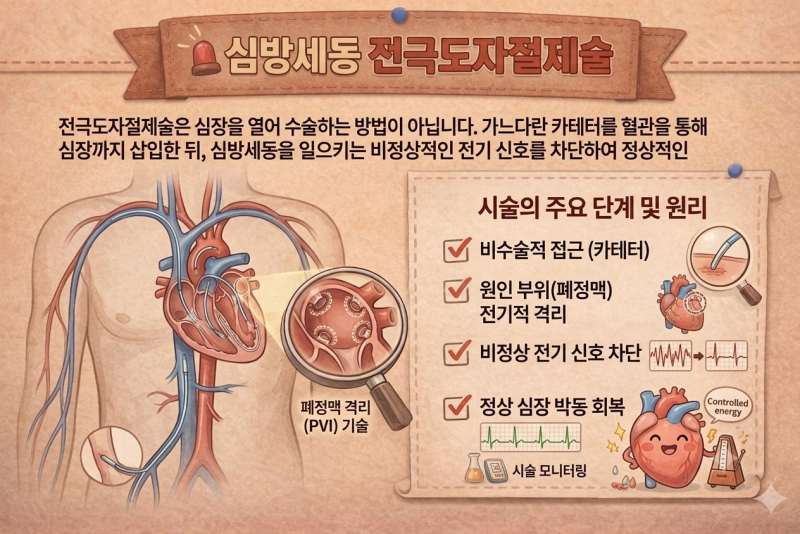 심방세동 전극도자절제술 완벽 가이드｜시술 과정부터 성공률, 회복기간, 재발 예방법까지