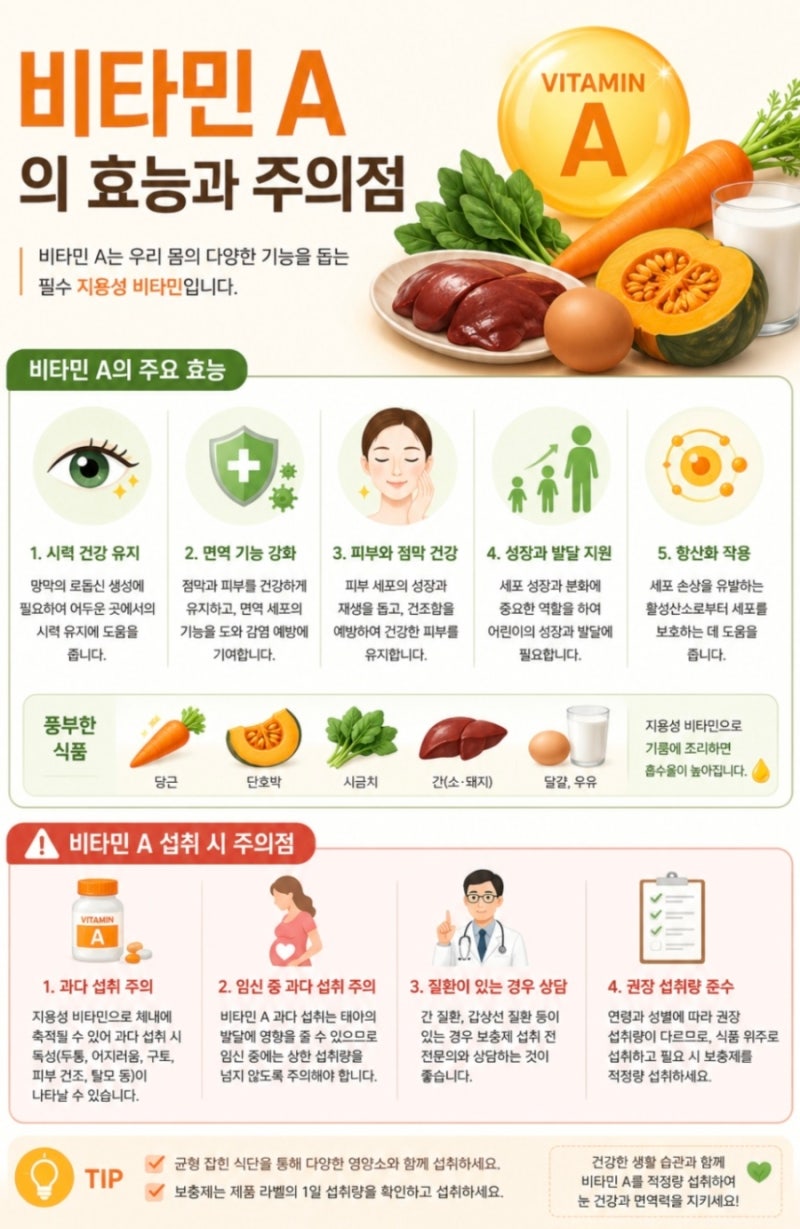 비타민 A의 효능과 주의점!