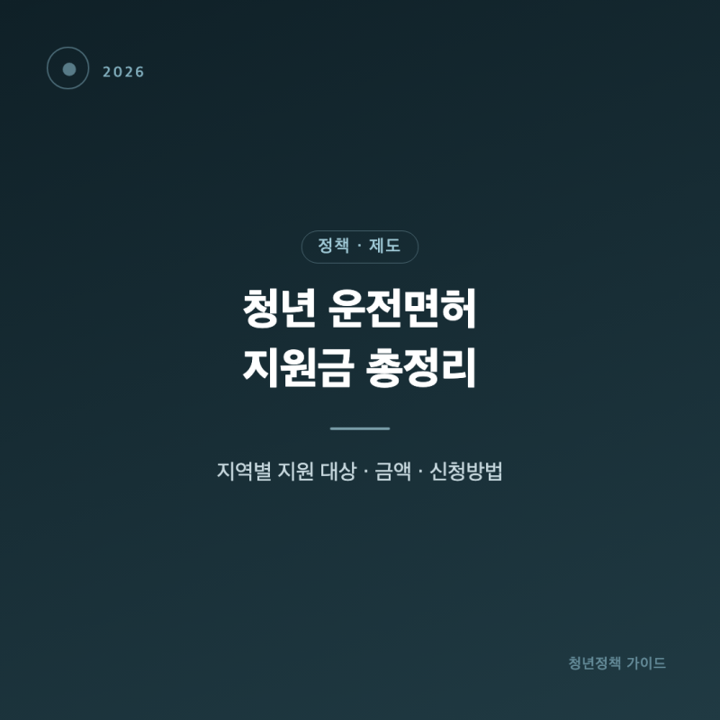 2026년 청년 운전면허 지원금 신청 방법과 지역별 지원 대상 총정리