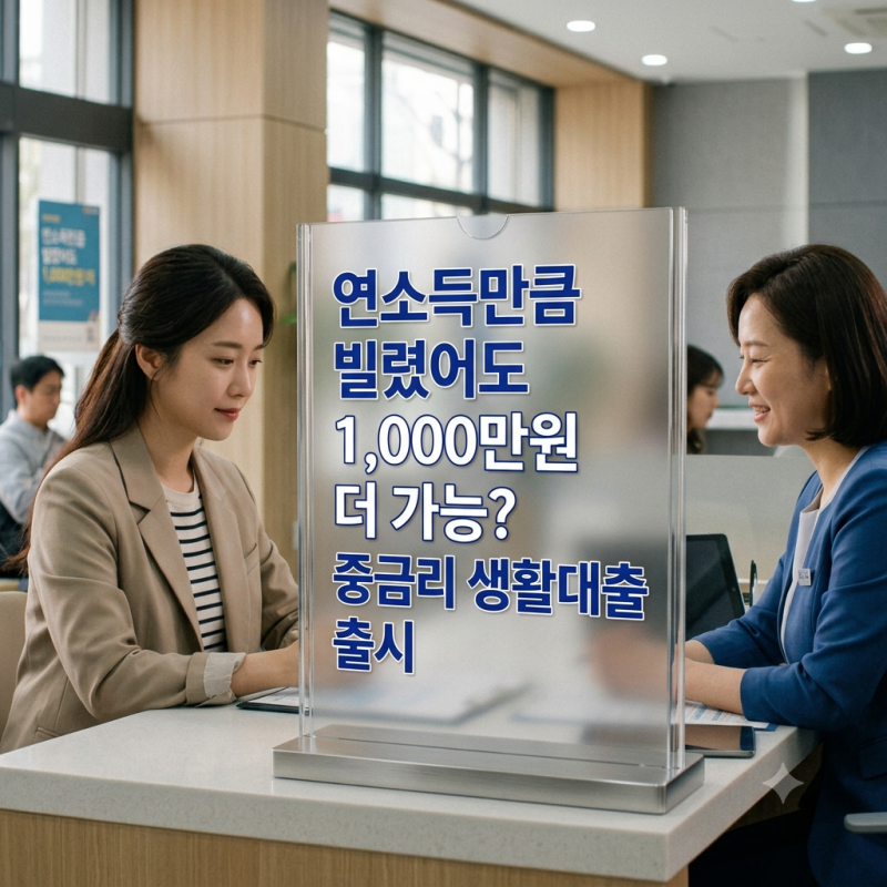 중금리 생활안정대출 신청조건 총정리, 연소득 100% 넘어도 1천만원 가능?