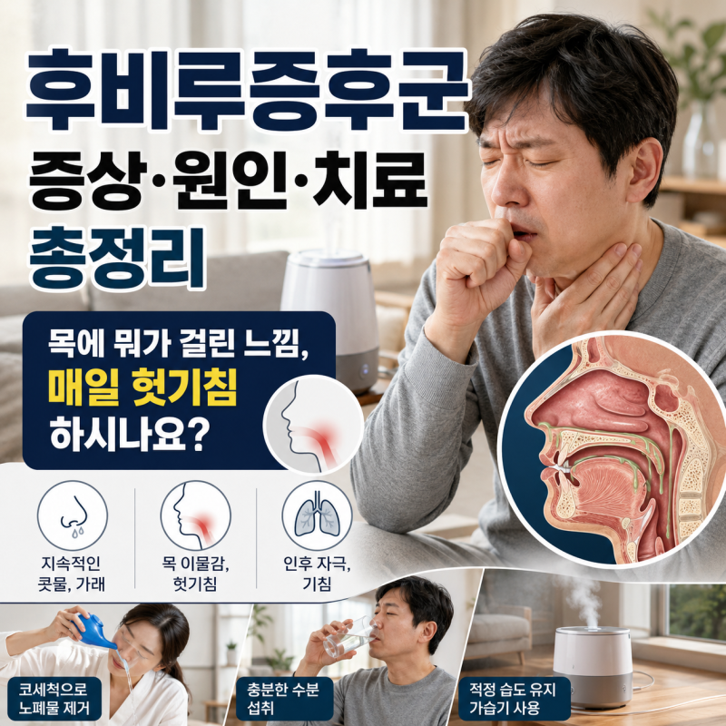 후비루증후군 증상·원인·치료 총정리 | 목에 뭐가 걸린 느낌, 매일 헛기침하시나요?