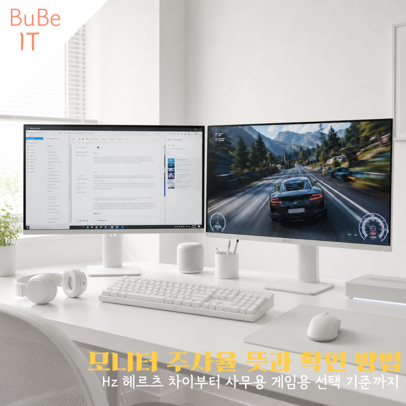 모니터 주사율 뜻과 확인 방법, Hz 헤르츠 차이부터 사무용 게임용 선택 기준까지