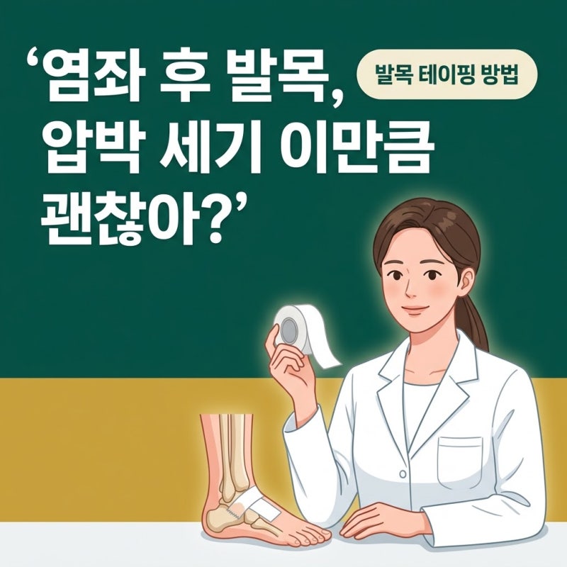 발목테이핑방법, 염좌 후 안전하게 지지하는 올바른 압박 세기
