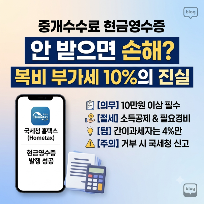 중개수수료 현금영수증 안 받으면 손해? 간이과세자 부동산 복비 부가세 10%의 진실