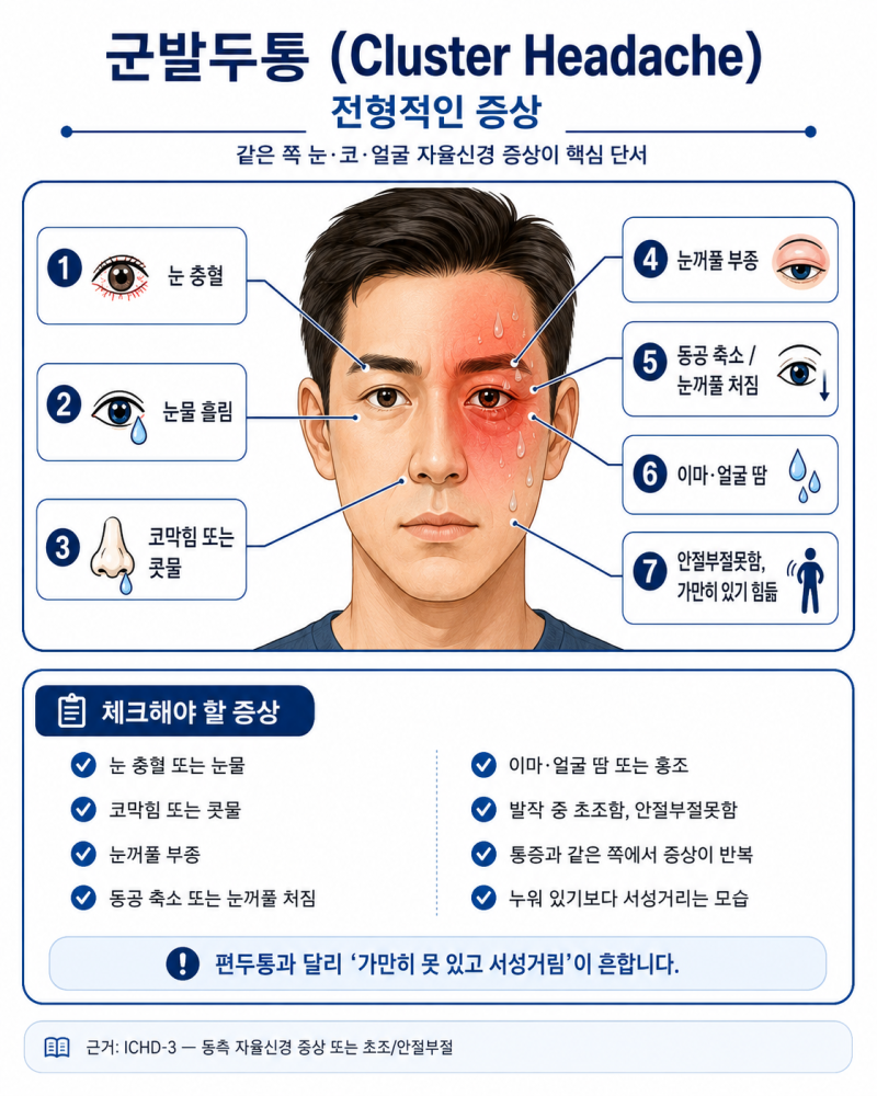눈 주위가 찢어질 듯 아픈 두통, 군발두통일 수 있습니다｜부산 우리신경외과