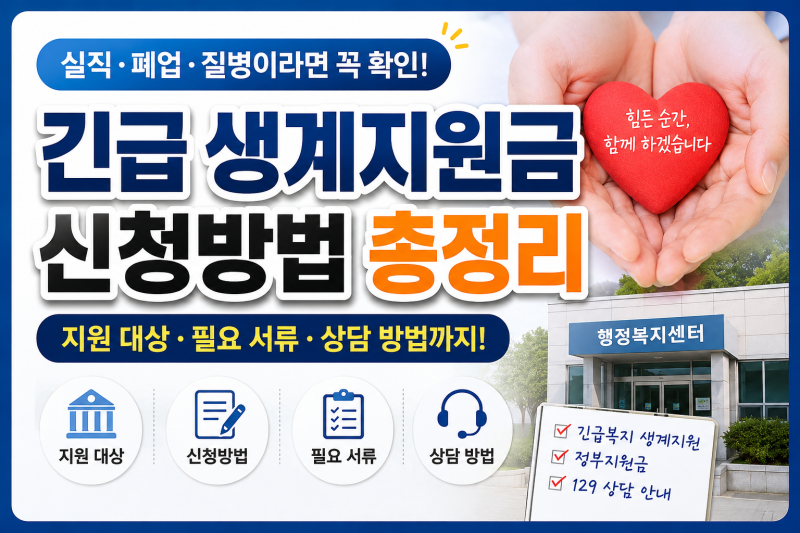 긴급 생계지원금 신청방법 총정리｜실직·폐업이라면 꼭 확인하세요 (지원 대상·신청 자격·....