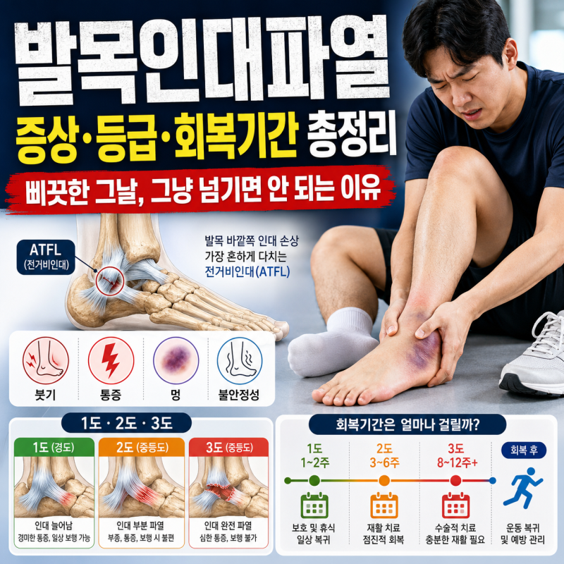 발목인대파열 증상·등급·회복기간 총정리 | 삐끗한 그날, 그냥 넘기면 안 되는 이유
