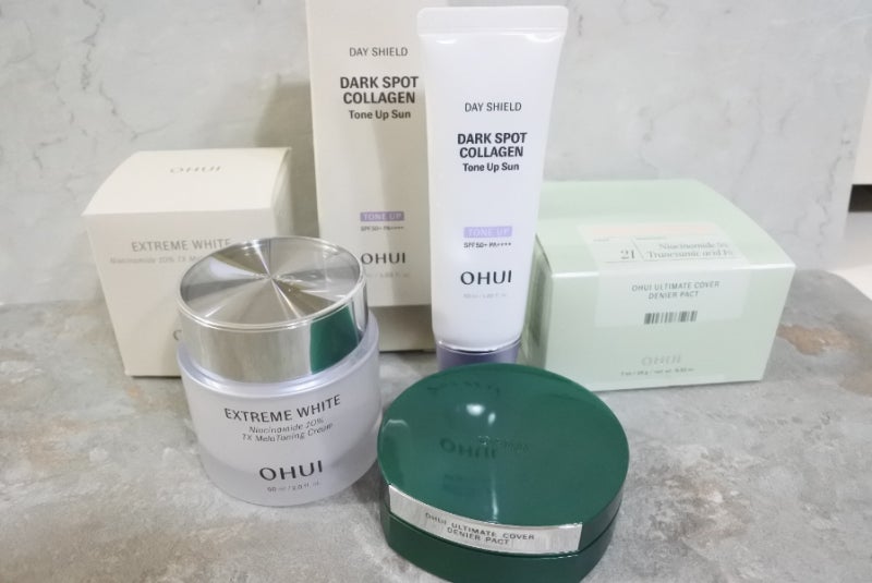 오휘 광노화 기미케어 3-STEP 루틴 : 크림, 톤업선, 얼티밋 커버 데니어 팩트