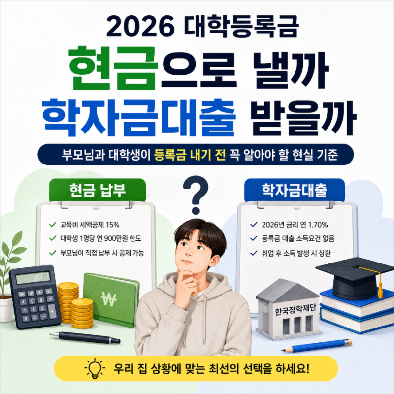 바뀐 2026 대학등록금 현금으로 낼까? 학자금대출 받을까?