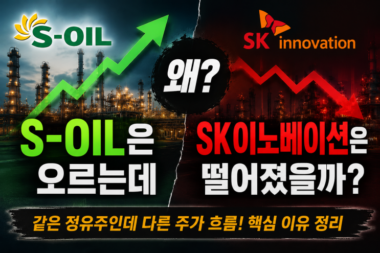 S-Oil은 올랐는데 <b>SK이노베이션</b>은 왜 떨어졌을까? 같은 정유주인데 다....