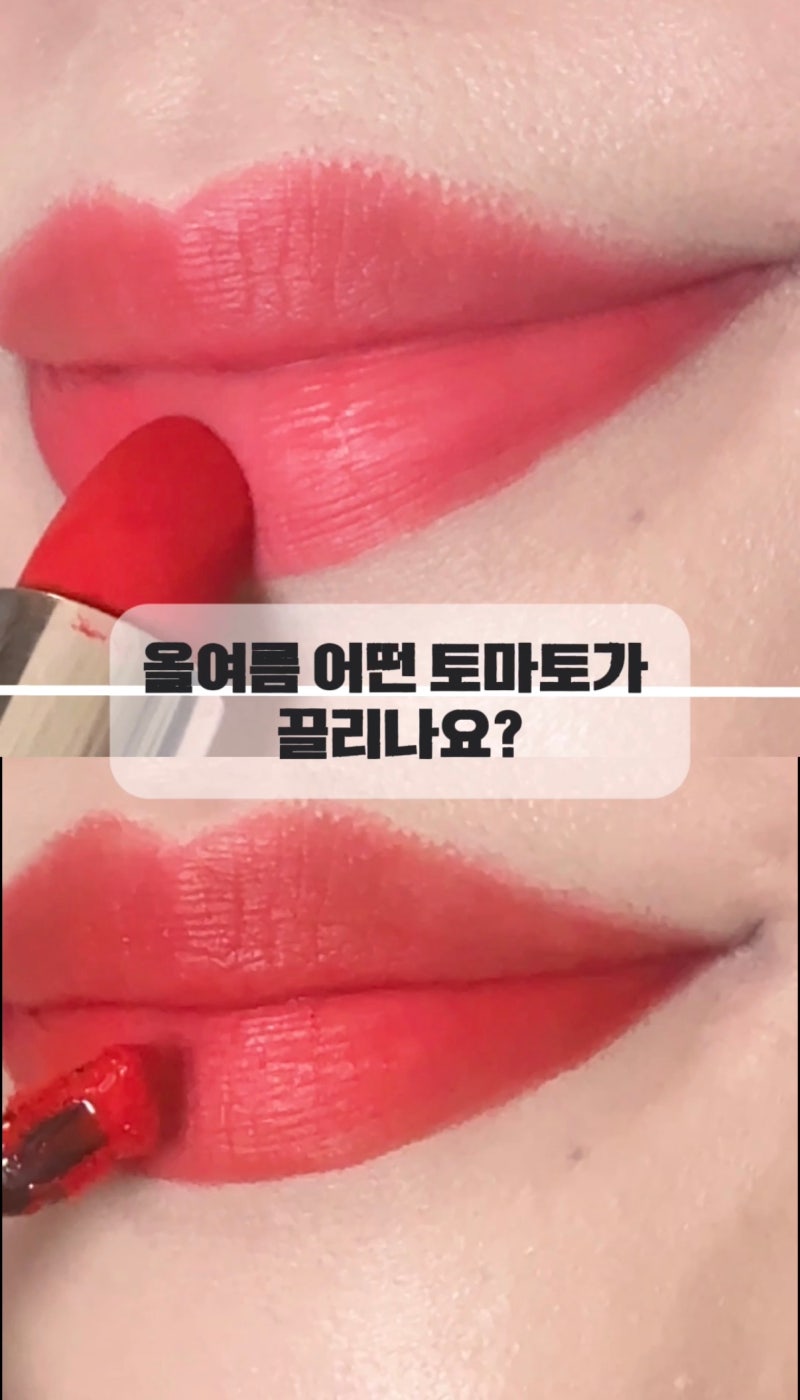 [레드립 추천] 올여름 유행 토마토 립 대결!  디올 999 새틴 vs 입생로랑 201 발색 비교