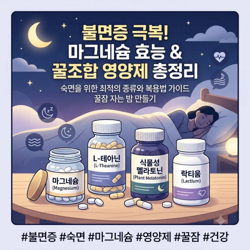 수면 영양제 추천: 불면증 극복하는 마그네슘 효능, 나에게 맞는 종류와 섭취량은?