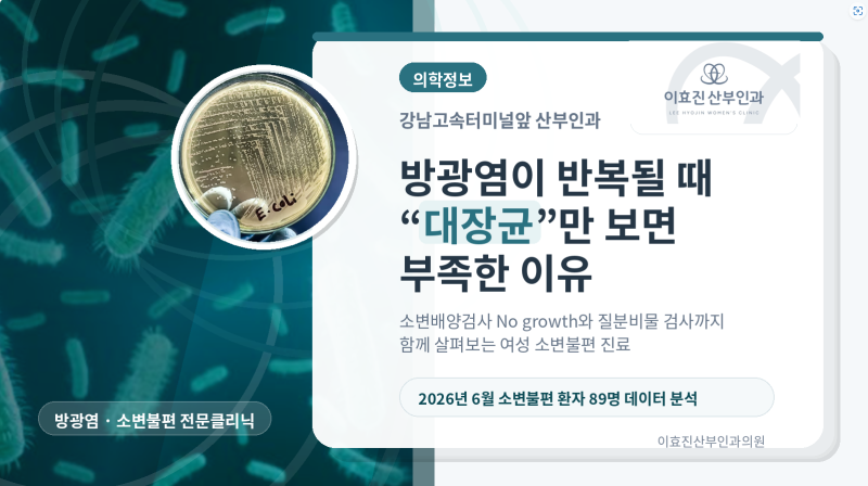강남고속터미널앞 산부인과, 방광염이 반복될 때 “대장균”만 보면 부족한 이유