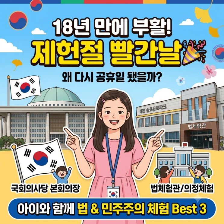 2026 <b>제헌절 공휴일 재지정</b> 이유? 제헌절 연휴 아이와... 
