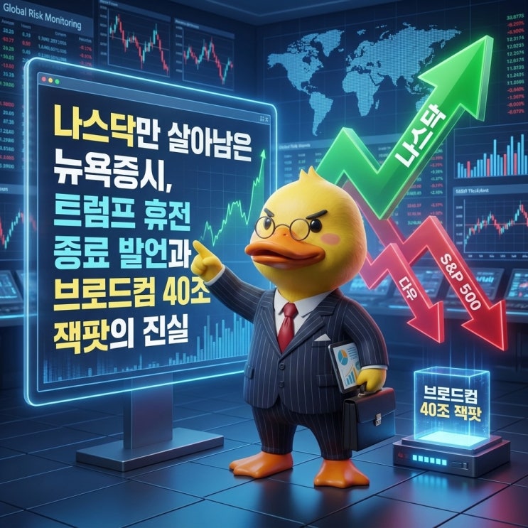 나스닥만 살아남은 뉴욕증시, <b>트럼프 휴전 종료</b> 발언과... 