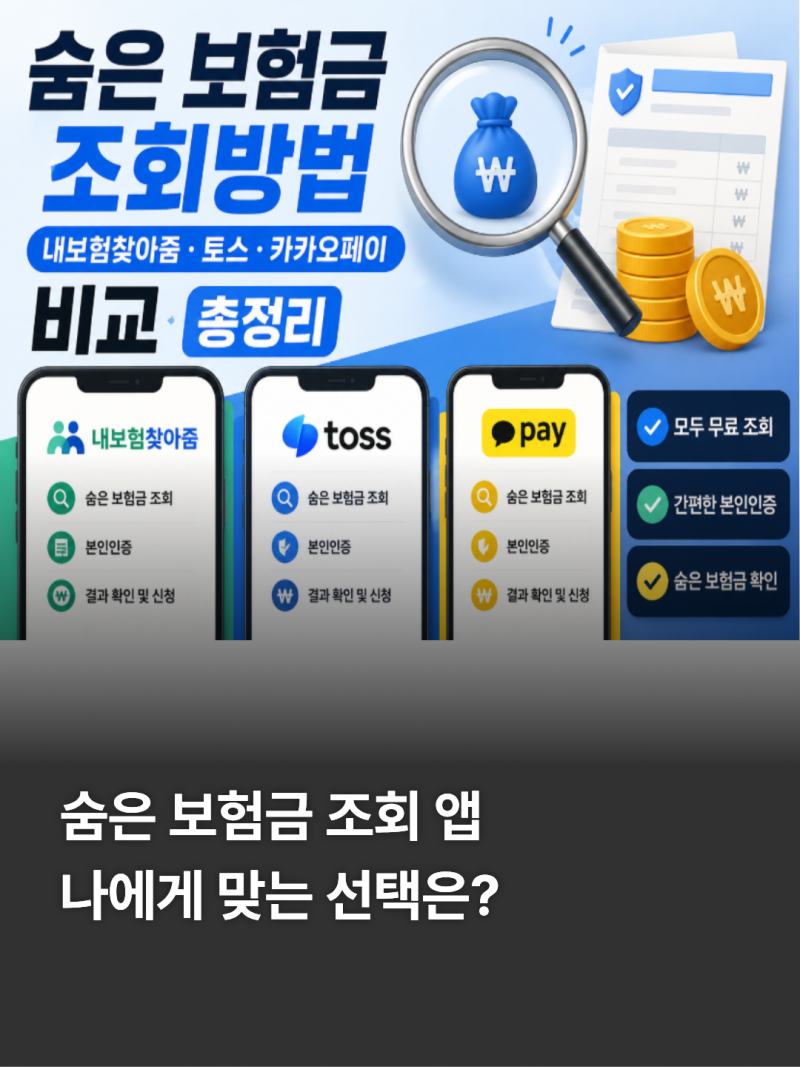 숨은 보험금 조회방법｜내보험찾아줌·토스·카카오페이 비교 총정리