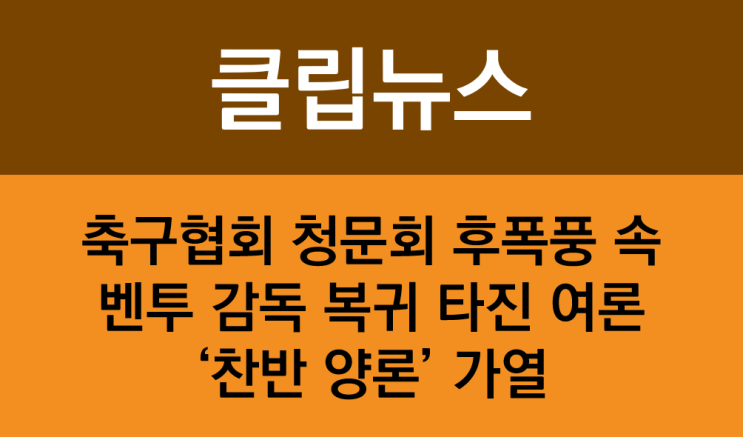 [클립뉴스] 축구협회 청문회 후폭풍 속 벤투 감독 복귀 타진... 