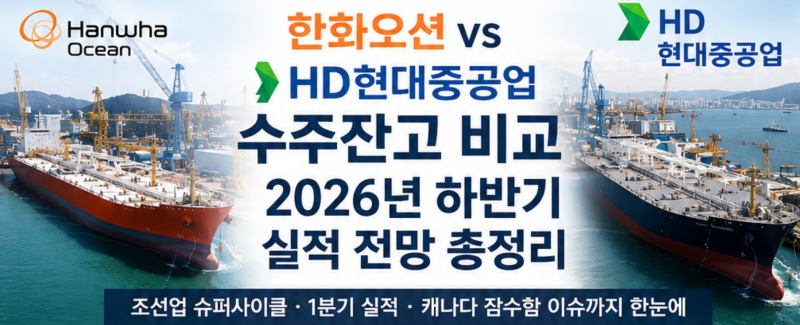한화오션 · HD현대중공업 수주잔고 비교, 2026년 하반기 실적 전망 총정리