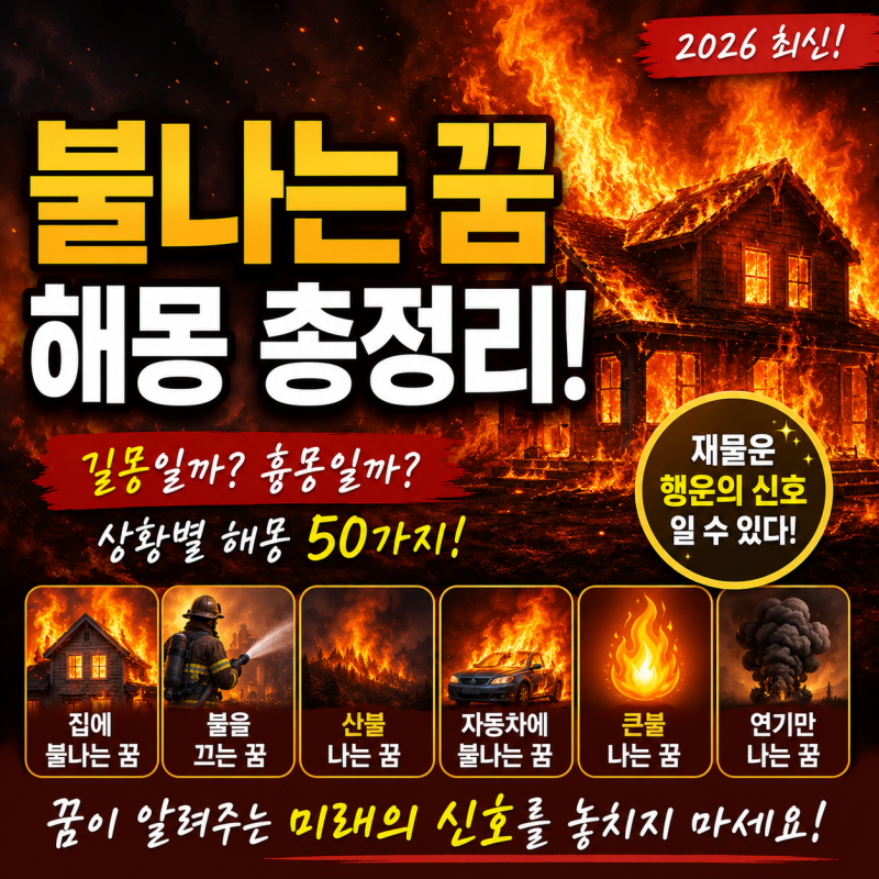 불나는 꿈 해몽 총정리｜집에 불나는 꿈·큰불·화재·불을 끄는 꿈까지 (2026 최신)