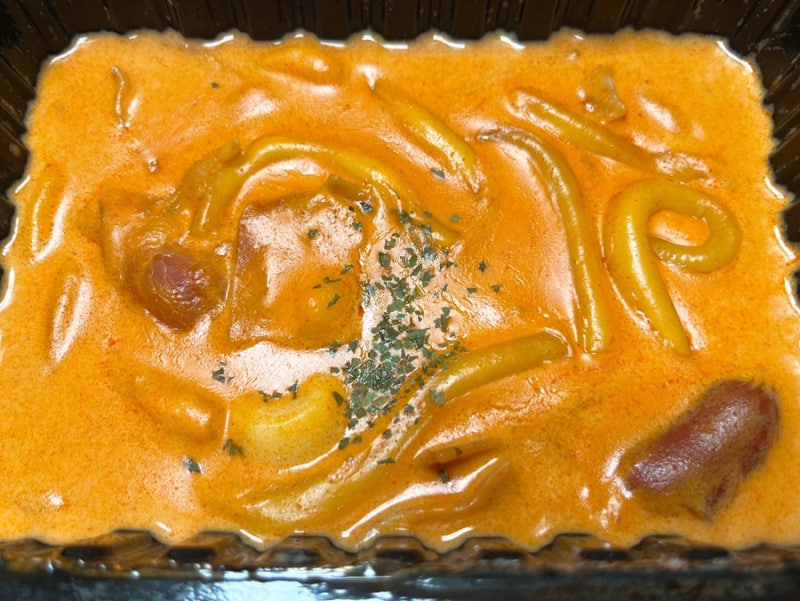 배떡 로제떡볶이 순한맛 + 야채튀김