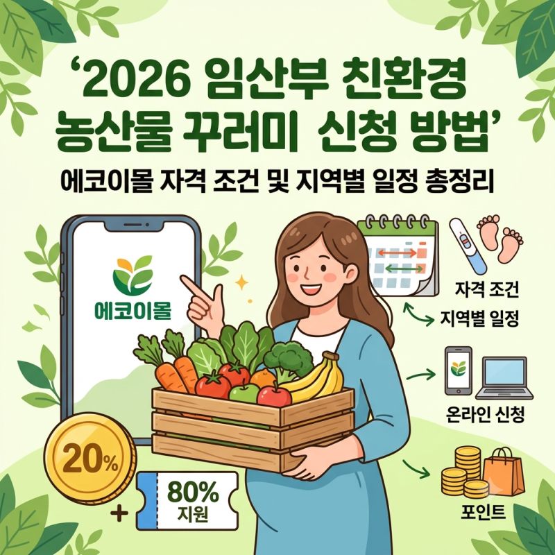 2026 임산부 친환경 농산물 꾸러미 신청 방법: 에코이몰 자격 조건 및 지역별 일정 총정리