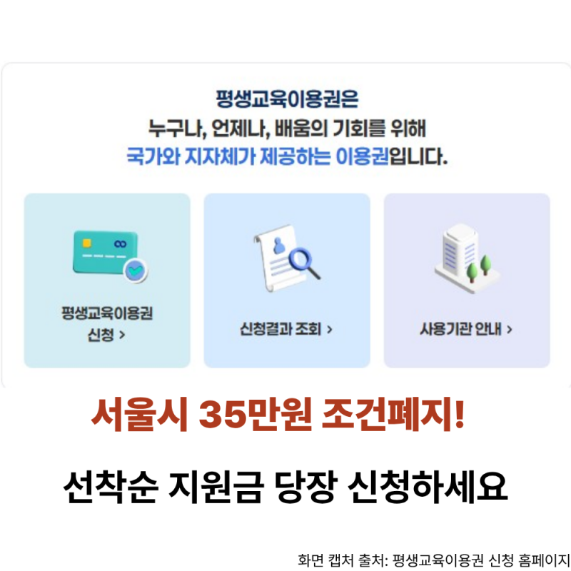 2026년 서울시 평생교육이용권 2차 신청방법! 소득조건 없이 35만원 지원금 받으세요