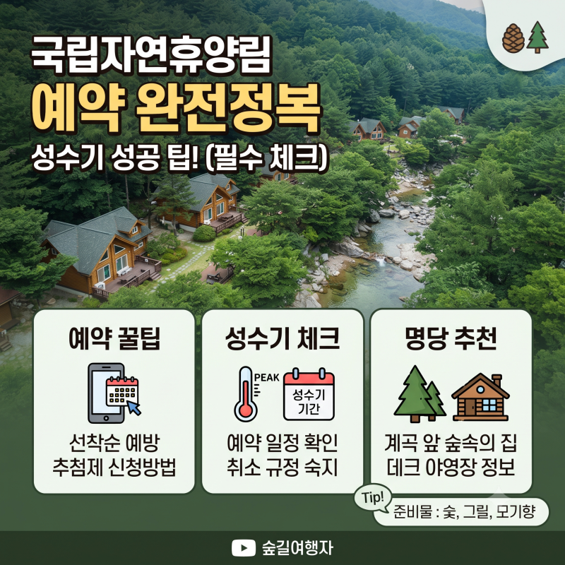 국립자연휴양림 추천 예약 방법, 성수기 숙박 전 꼭 체크해야 할 것