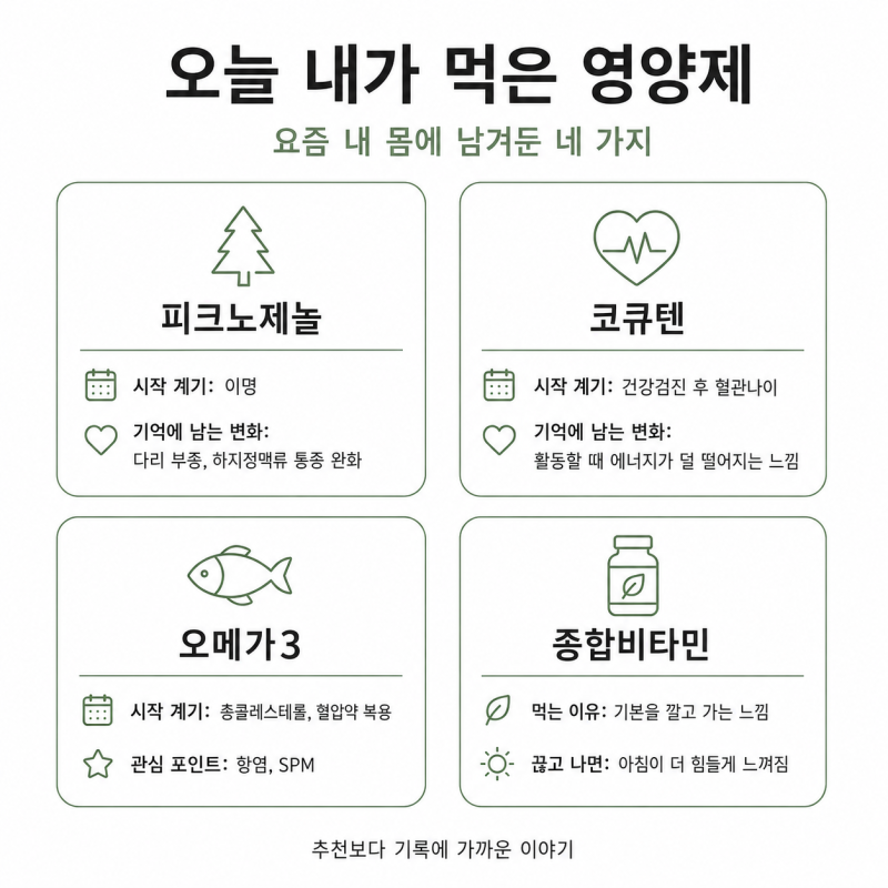 [1] 오늘 아침에 먹은 영양제들
