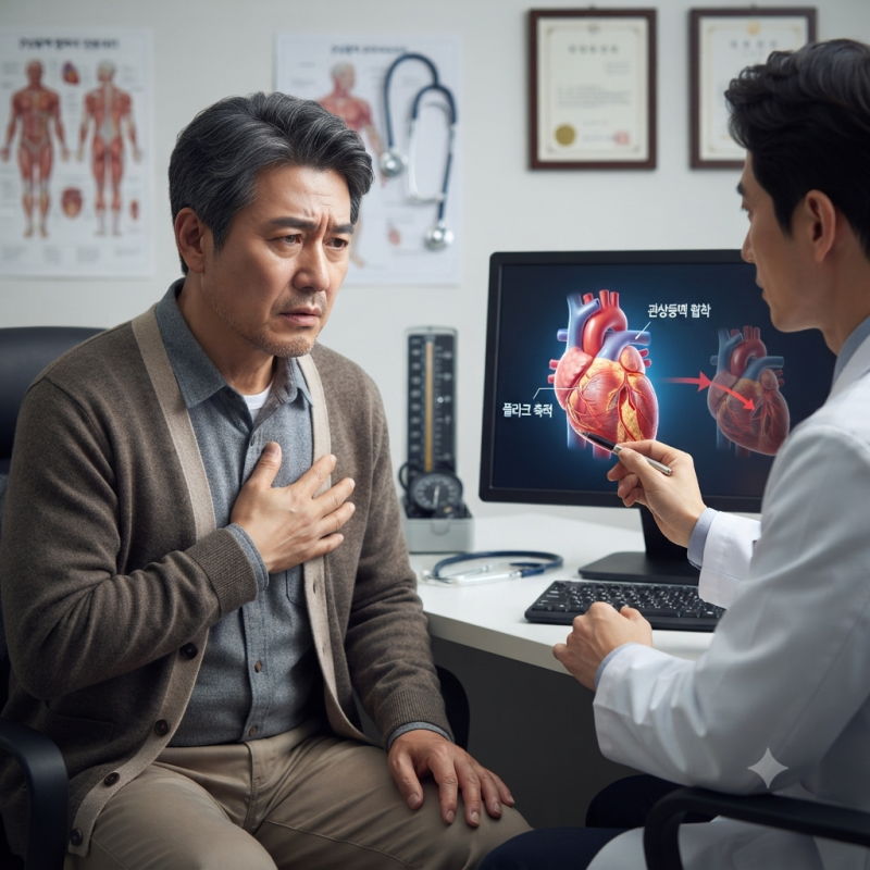 협심증 전조증상 오른쪽 가슴통증 변이형 협심증 검사 음식 약 치료