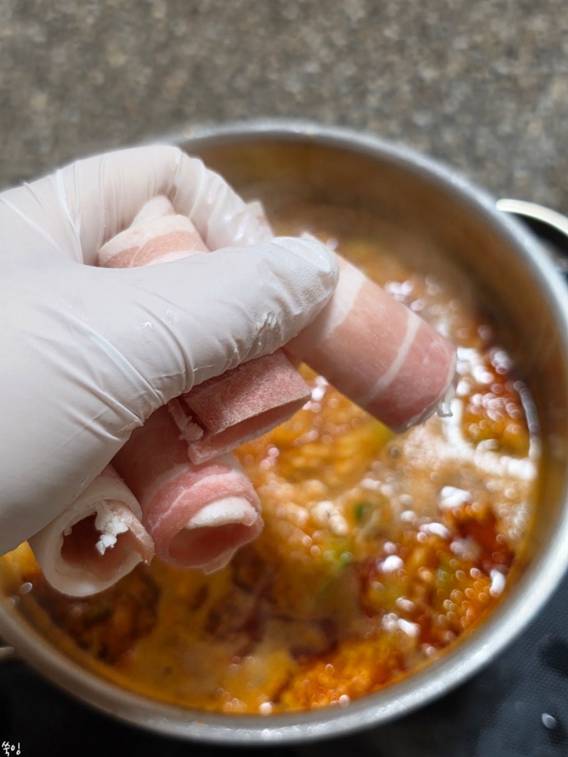 대패삼겹살 순두부찌개 손쉽게 만드는 초간단레시피,대패순두부찌개 끓이는법