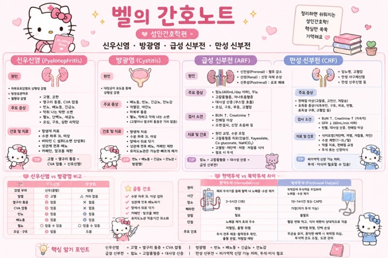 벨의 간호노트 (성인간호학편) | 신우신염 · 방광염 · 신부전(급성·만성) 총정리
