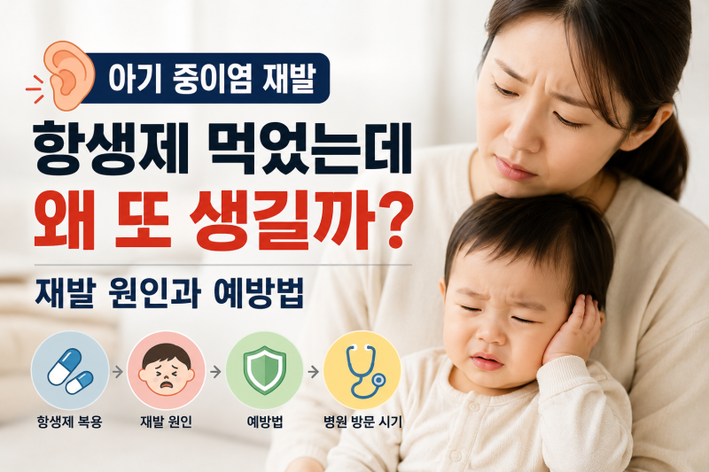 아기 중이염 재발 항생제 먹었는데 왜 또 생길까? 원인과 치료 방법