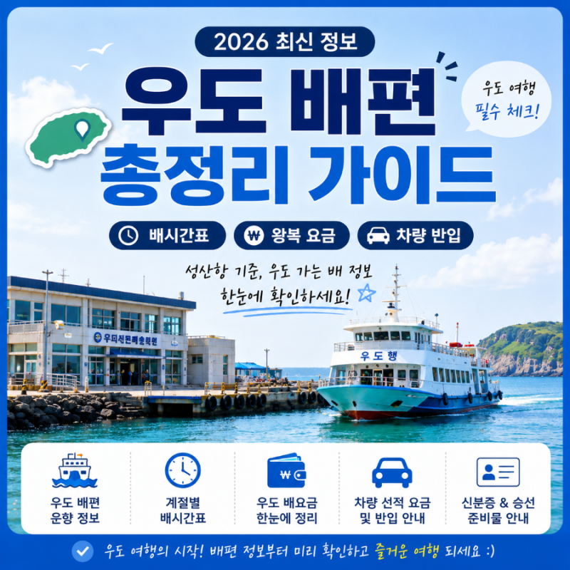 우도 배편 시간표부터 요금까지 한 번에 정리한 2026 우도 가는 배 가이드