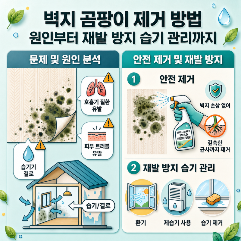 벽지 곰팡이 제거 방법 원인부터 재발 방지 습기 관리까지