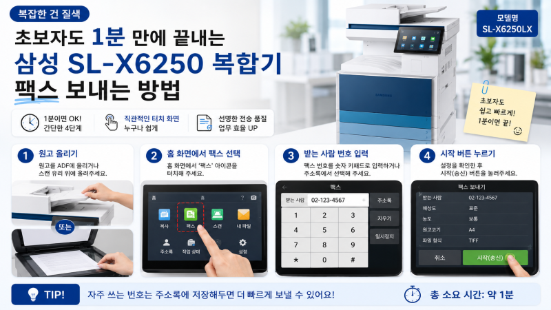 "복잡한 건 질색" 초보자도 1분 만에 끝내는 삼성 SL-X6250 복합기 팩스 보내는 방법