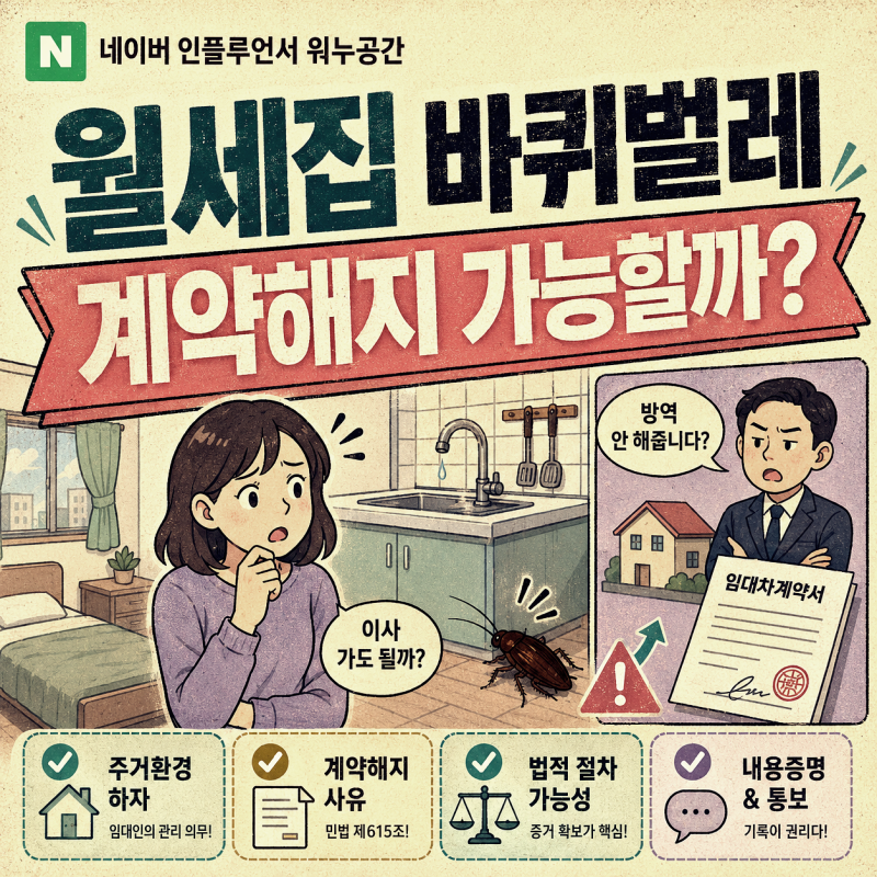 집은 깨끗한데 큰 바퀴벌레가 나옵니다, 누구 책임일까요