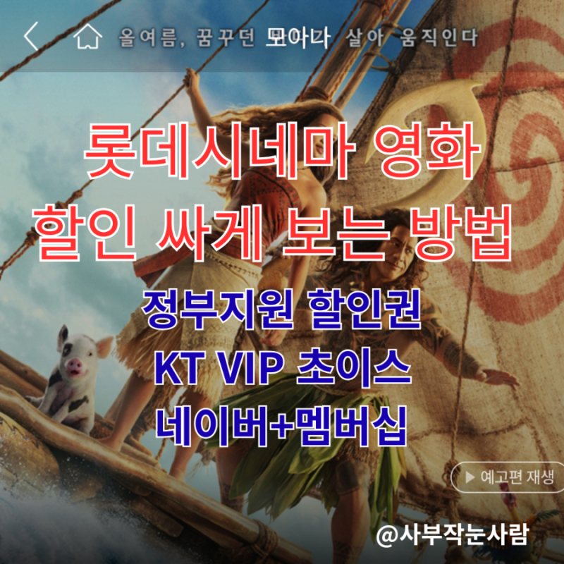 롯데시네마 영화 할인 싸게 보는 방법 정부지원 영화관람 할인권 KT VIP초이스 네이버 플러스 ....