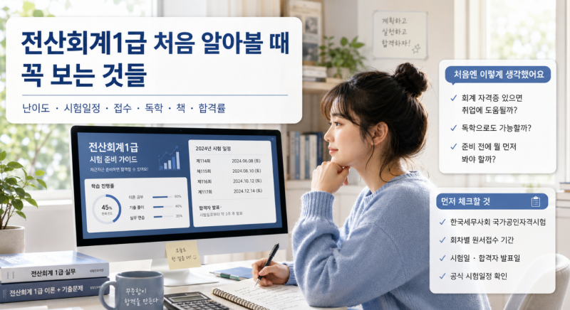 전산회계1급 독학 가능할까? 난이도·시험일정·접수까지 정리