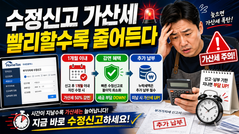 부가세 신고 오류 대처법: 홈택스 수정신고 및 경정청구 가산세 감면