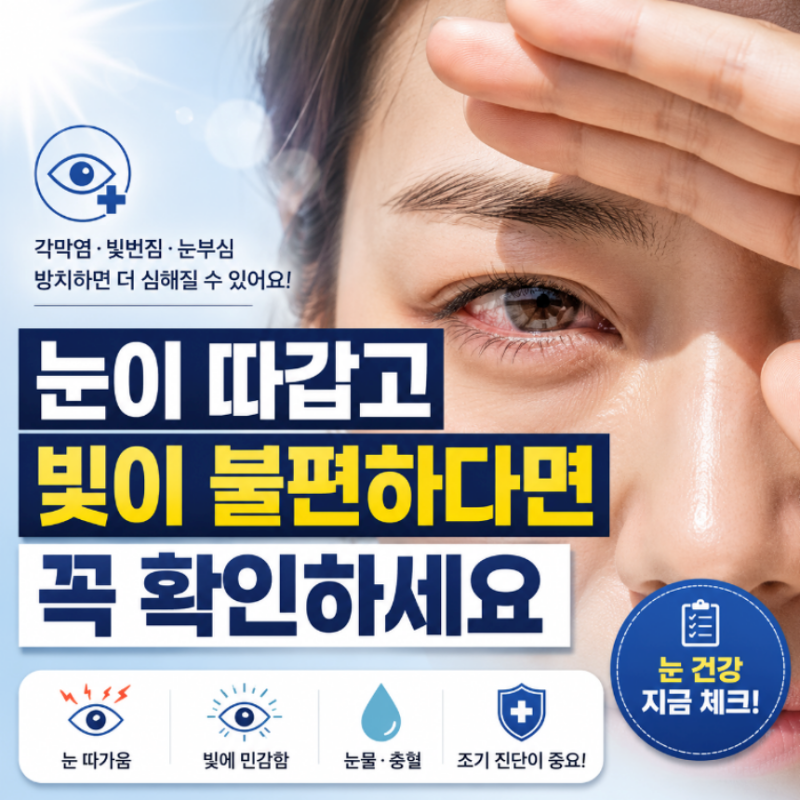 각막 상처 각막염 증상 눈충혈 눈부심 현상