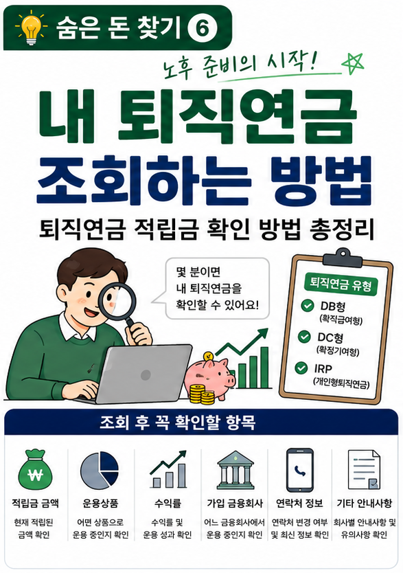 숨은 돈 찾기 ⑥ 내 퇴직연금 조회하는 방법｜퇴직연금 적립금 확인 방법 총정리