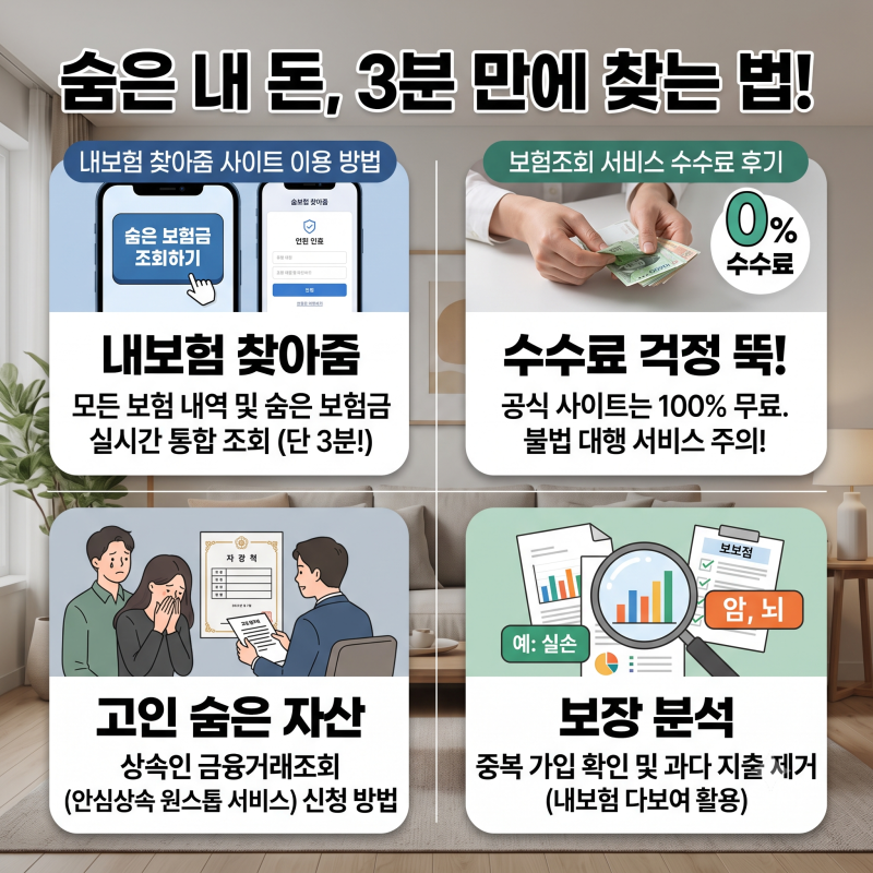 내보험 찾아줌 사이트 보험조회 서비스 이용 방법 수수료 후기 총정리! (+ 상속인, 내보험 다....