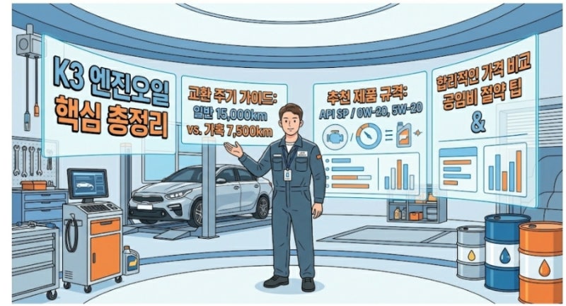 K3 엔진오일 교환 주기 및 추천 제품 가격 비교 총정리