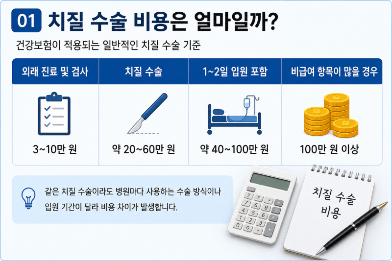 치질 수술 비용 얼마나 나올까? 실제 부담금 총정리