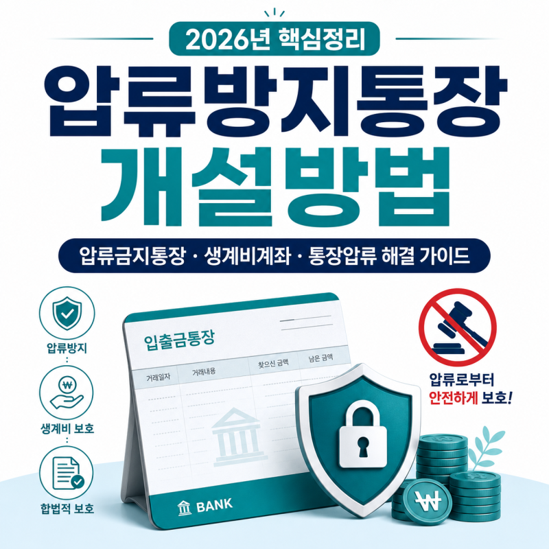 압류방지통장 개설방법과 압류금지통장 차이, 2026년 생계비계좌까지 정리